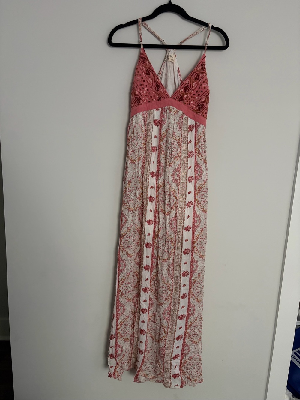 O’Neill Pink Paisley Maxi Dress M Boho Y2K Festival Racerback Cottagecore